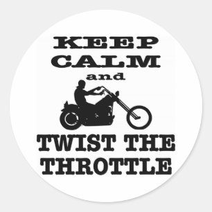 Blijf kalm en draai de gasfiets ronde sticker