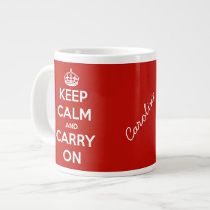 Blijf kalm en draai mee met Red Jumbo Personalized Mok
