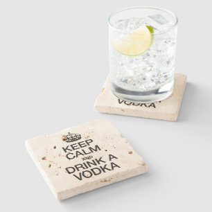 BLIJF KALM EN DRINK EEN VODKA STENEN ONDERZETTER