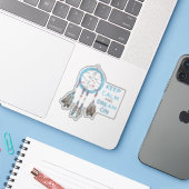 Blijf kalm en droom op Dreamcatcher Sticker (Laptop met iPhone)