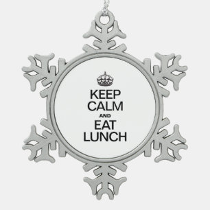 BLIJF KALM EN EET LUNCH TIN SNEEUWVLOK ORNAMENT