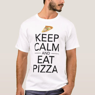 Blijf kalm en eet pizza grappig Italiaans eten lie T-shirt