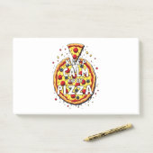 Blijf kalm en eet pizza: perfect ontwerp voor pizz post-it® notes (Op bureau)