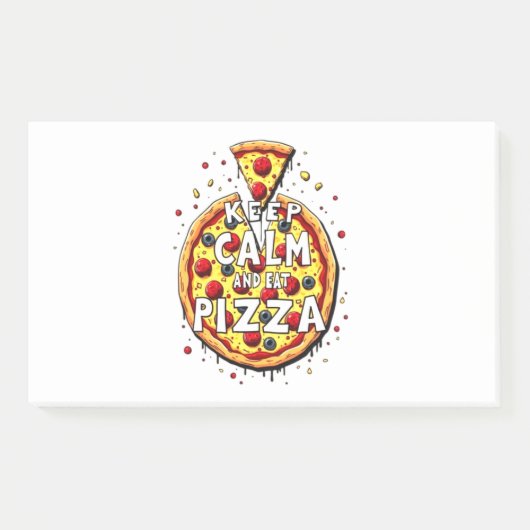 Blijf kalm en eet pizza: perfect ontwerp voor pizz post-it® notes (Voorkant)