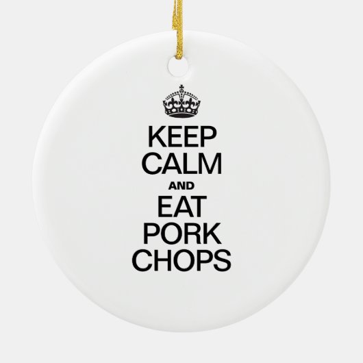 BLIJF KALM EN EET VARKENSKOTELETTEN KERAMISCH ORNAMENT (Achterkant)
