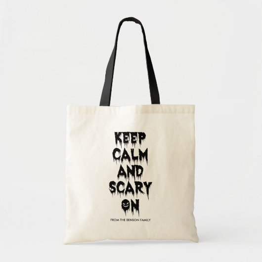 Blijf kalm en eng | Achternaam | Halloween Tote Bag (Voorkant)