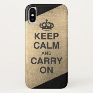 Blijf Kalm en Ga Door / Goud Kleurblok iPhone X Hoesje