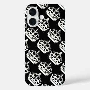 Blijf Kalm en Ga Door Kroon in Wit iPhone 16 Hoesje