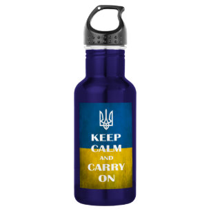 Blijf kalm en ga door met het Oekraïense embleem i Waterfles
