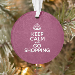 Blijf kalm en ga winkelen - Roze leder Ornament