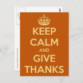 Blijf kalm en geef Bedankt Briefkaart (Voorkant / Achterkant)