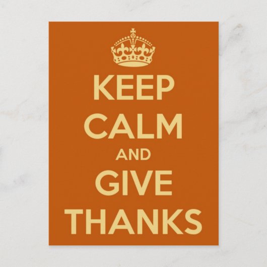 Blijf kalm en geef Bedankt Oranje Briefkaart (Voorkant)