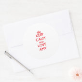 Blijf kalm en hou van Amy Ronde Sticker (Envelop)