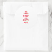 Blijf kalm en hou van Amy Ronde Sticker (Tas)