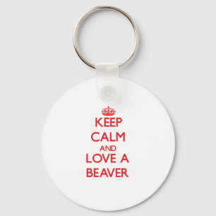 Blijf kalm en hou van een Beaver Sleutelhanger