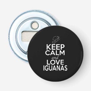 Blijf kalm en hou van Iguana's Button Flesopener