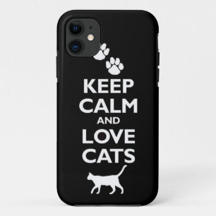 blijf kalm en houd van katten katachtige huisdier iPhone 11 hoesje