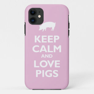 Blijf Kalm en Houd van Varkens (lichtroze) iPhone 11 Hoesje