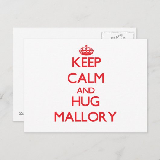 Blijf kalm en knuffel Mallory Briefkaart (Voorkant / Achterkant)