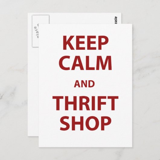 Blijf kalm en kringloopwinkel briefkaart (Voorkant / Achterkant)