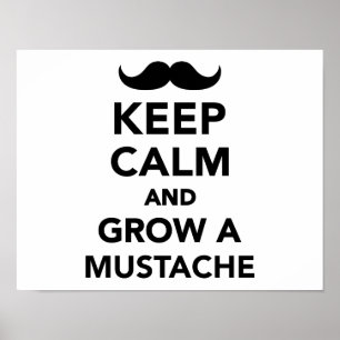 Blijf kalm en kweek een Mustache Poster
