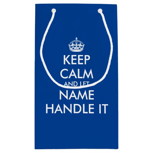 Blijf kalm en laat het grappige blauwe cadeauzakje (Achterkant)