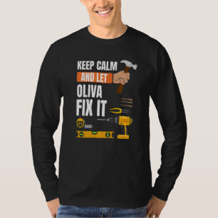 Blijf kalm en laat Oliva repareren het Handyman Co T-shirt