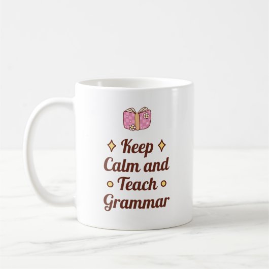 Blijf kalm en leer grammatica | English Teacher Gi Koffiemok (Links)