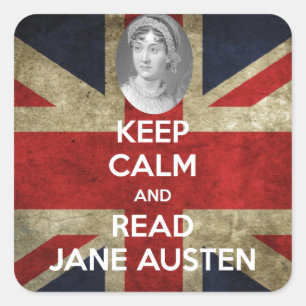Blijf kalm en lees Jane Austen Vierkante Sticker