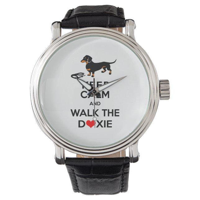 Blijf kalm en loop de Doxie - Cute Dachshund Horloge (Voorkant)