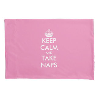 Blijf kalm en neem dutjes grappig custom roze kussensloop