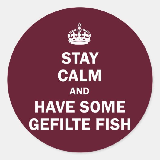 Blijf kalm en neem wat Gefilte Fish Ronde Sticker (Voorkant)