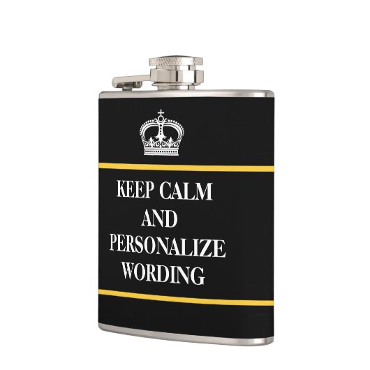 Blijf kalm en pas online sjabloon aan heupfles (Links)