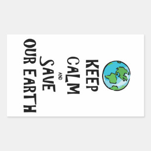 Blijf kalm en red onze aarde rechthoekige sticker