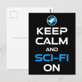 Blijf kalm en sci-fi aan briefkaart (Voorkant / Achterkant)