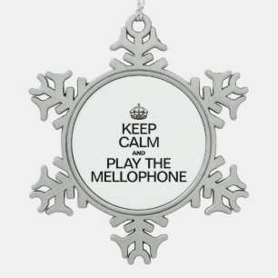BLIJF KALM EN SPEEL OP DE MELLOFOON TIN SNEEUWVLOK ORNAMENT