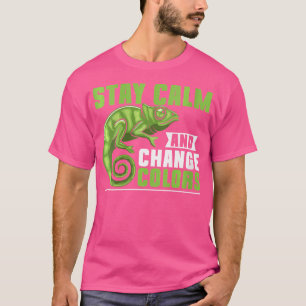 Blijf kalm en verander de kleuren van kameleon t-shirt