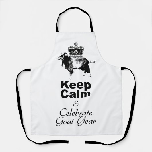 Blijf kalm en vier geit jaar geleden schort (Voorkant)