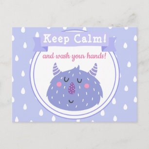 Blijf kalm en was je handen.Stop het Corona-virus Briefkaart