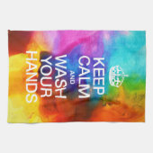 Blijf kalm en was uw handen | aquarel theedoek (Horizontaal)