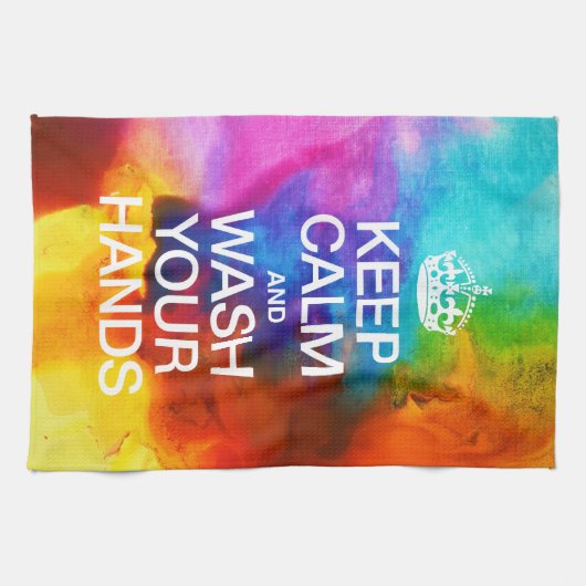 Blijf kalm en was uw handen | aquarel theedoek (Horizontaal)