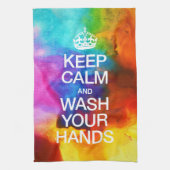 Blijf kalm en was uw handen | aquarel theedoek (Verticaal)
