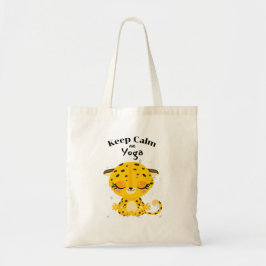 Blijf kalm en yoga cheeta tote bag