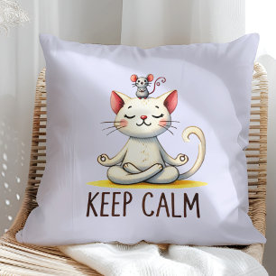 "Blijf kalm" grappige kattenliefhebbers Kussen