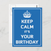 Blijf kalm, het is je verjaardag briefkaart (Voorkant / Achterkant)