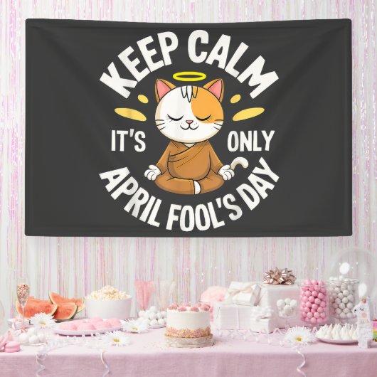 Blijf kalm, het is slechts 1 april spandoek (Feest)