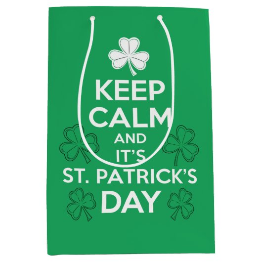 Blijf kalm Het is St Patrick's Day Irish Medium Cadeauzakje (Voorkant)