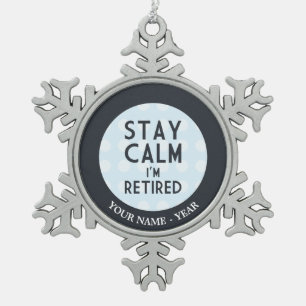 Blijf kalm ik ben in de steek tin sneeuwvlok ornament
