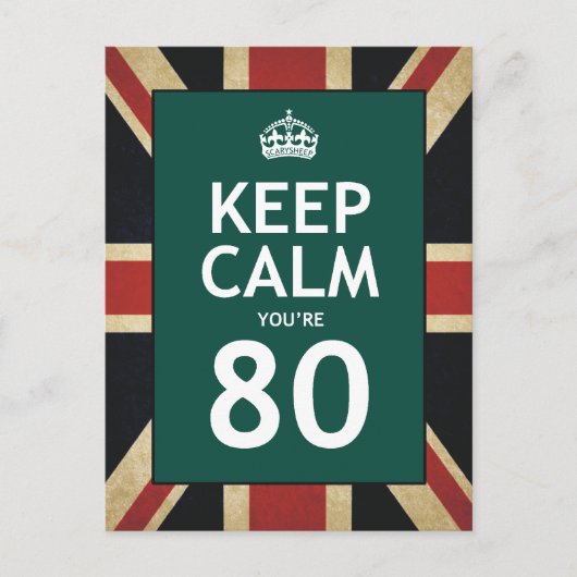 Blijf kalm Je bent 80 Briefkaart (Voorkant)