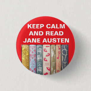 Blijf kalm, lees Jane Austen Ronde Button 3,2 Cm